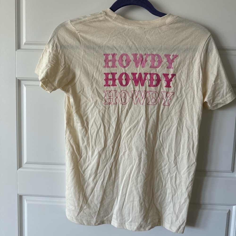 Girls Cowgirl Cream T-Shirt with Pink 'Howdy' Print Size 14 / 16 Large